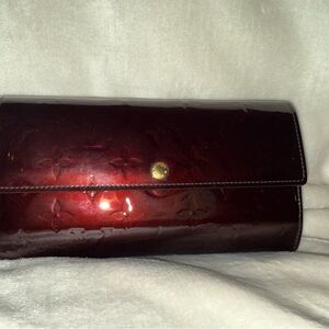 Louis Vuitton Glossy Dark Red Clutch